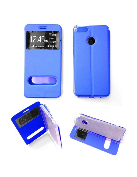 Etui folio en Simili cuir Bleu pour Huawei Y9 2018
