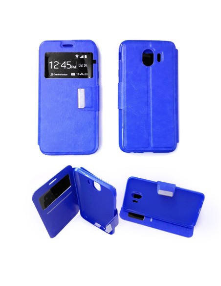 Etui folio en Simili cuir Bleu pour Samsung Galaxy J4 2018
