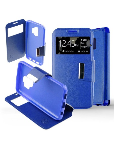 Etui folio en Simili cuir Bleu pour Samsung Galaxy S9