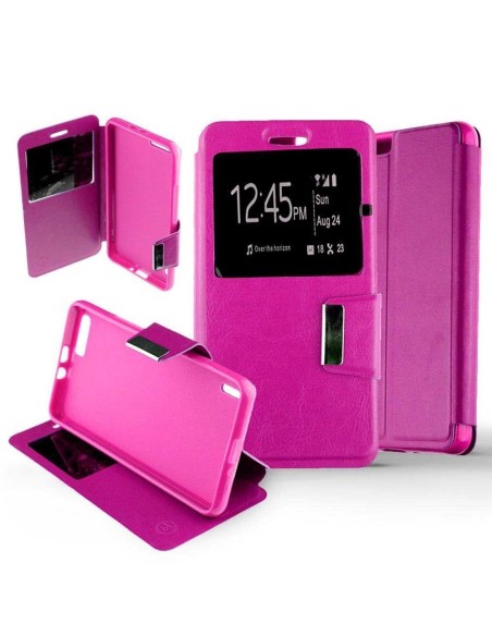 Etui folio en Simili cuir Rose pour Huawei Honor 6 Plus