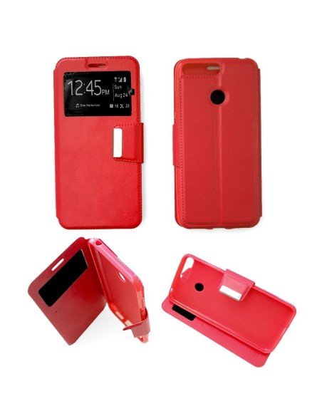 Etui folio en Simili cuir Rouge pour Huawei Honor 7A