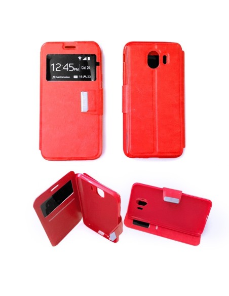 Etui folio en Simili cuir Rouge pour Samsung Galaxy J4 2018