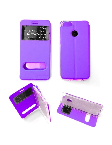 Etui folio en Simili cuir Violet pour Huawei Y9 2018