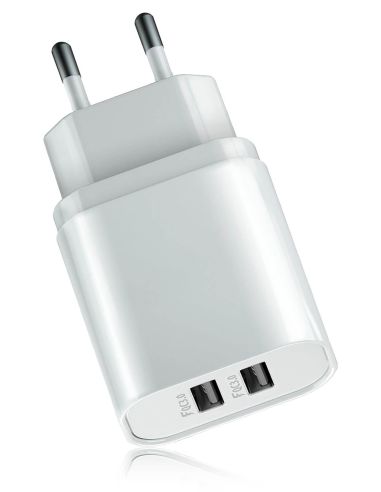 Chargeur secteur double USB 2.4A - Blanc