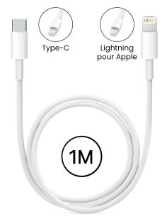 Câble USB Type-C vers Lightning 2m 20W 3A - Blanc