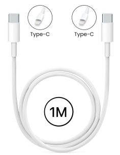 Câble USB-C vers USB-C 1m 18W 3A - Blanc