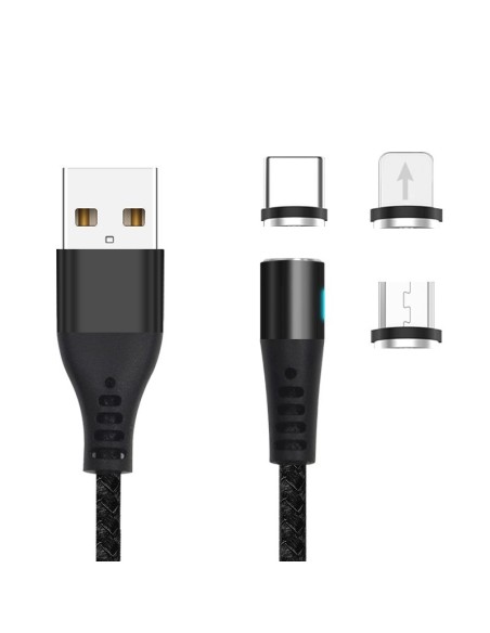 Câble magnétique 3 en 1 - Noir