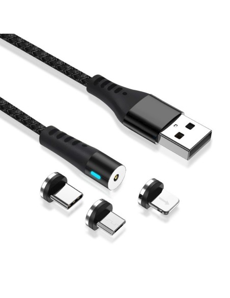 Câble magnétique 3 en 1 - Noir