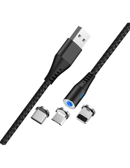Câble magnétique 3 en 1 - Noir