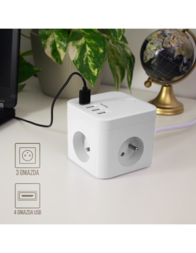 Rallonge avec 3 prises Huslog - Blanc