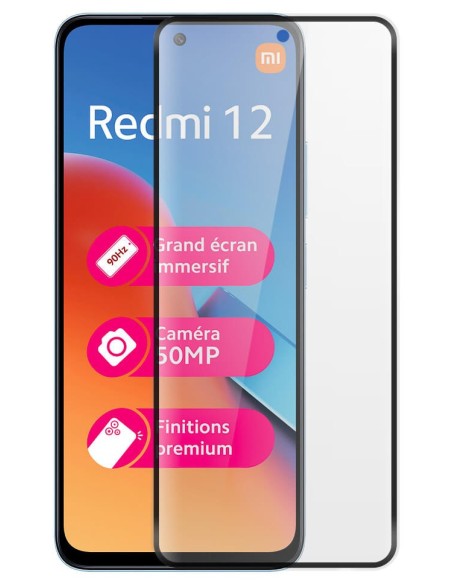 Film en Verre Trempé 4D pour Xiaomi Redmi 12 4G - Noir