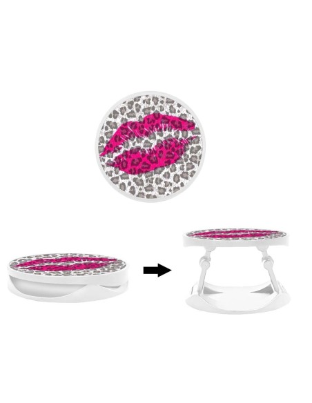 Grip imprimé pour téléphone | Design Baiser léopard | Poignée et support smartphone