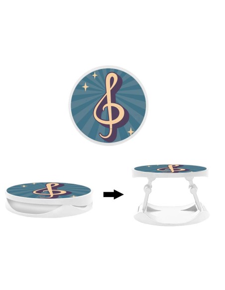 Grip imprimé pour téléphone | Design Clé de sol rétro | Poignée et support smartphone