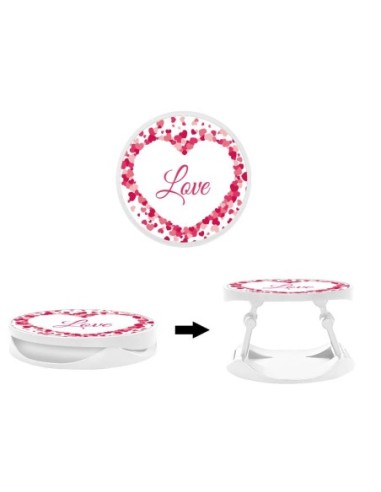 Grip imprimé pour téléphone | Design Confettis de Coeurs Love | Poignée et support smartphone