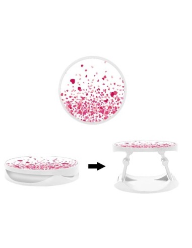 Grip imprimé pour téléphone | Design Confettis de Coeurs Rose | Poignée et support smartphone