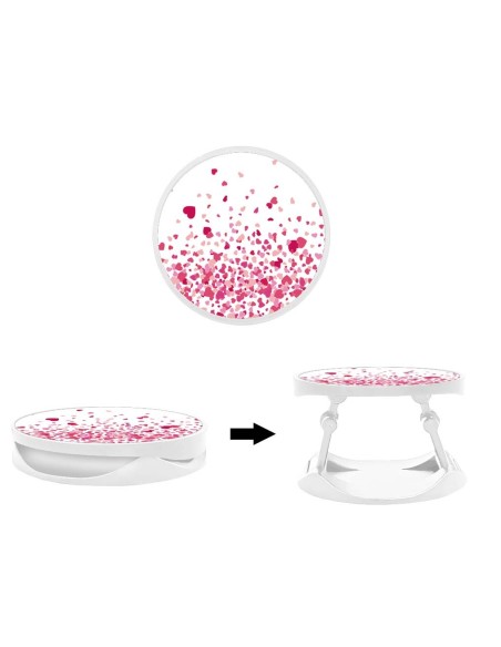 Grip imprimé pour téléphone | Design Confettis de Coeurs Rose | Poignée et support smartphone