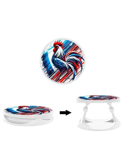 Grip imprimé pour téléphone | Design Coq Français | Poignée et support smartphone