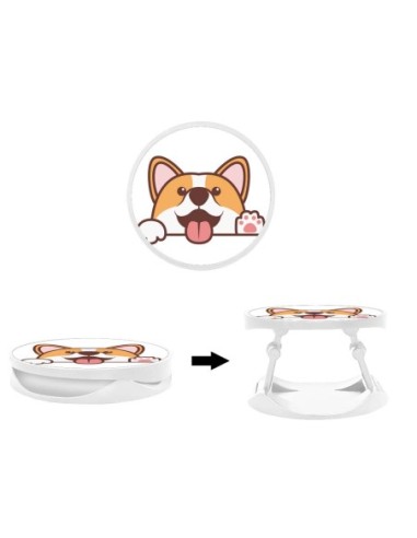 Grip imprimé pour téléphone | Design Coucou Corgi | Poignée et support smartphone