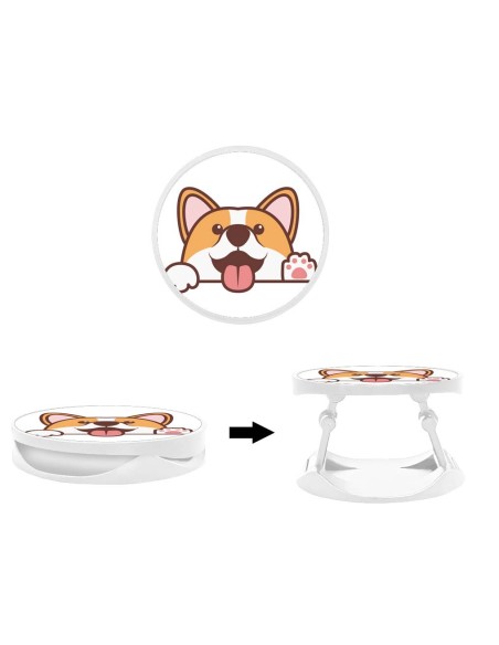 Grip imprimé pour téléphone | Design Coucou Corgi | Poignée et support smartphone