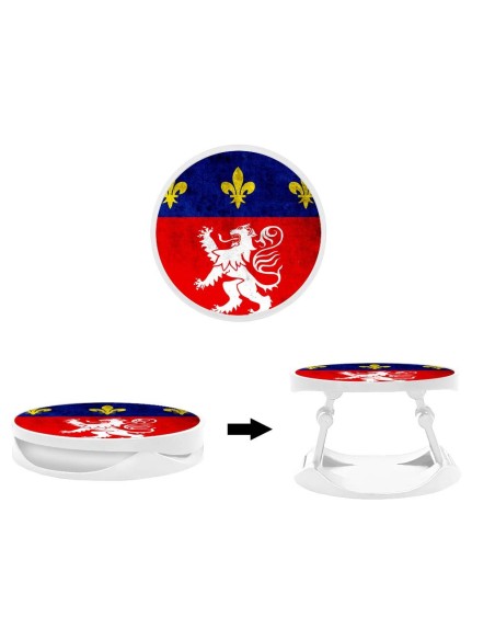 Grip imprimé pour téléphone | Design Drapeau Lyon | Poignée et support smartphone