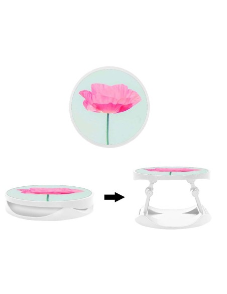 Grip imprimé pour téléphone | Design Fleur Rose | Poignée et support smartphone