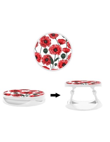 Grip imprimé pour téléphone | Design Fleurs de Pavot | Poignée et support smartphone