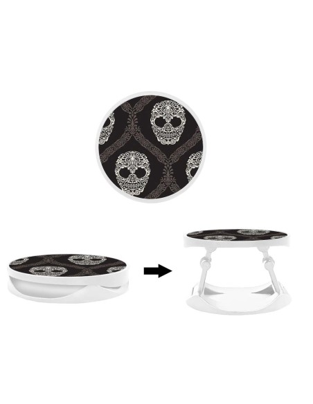 Grip imprimé pour téléphone | Design Floral skull | Poignée et support smartphone