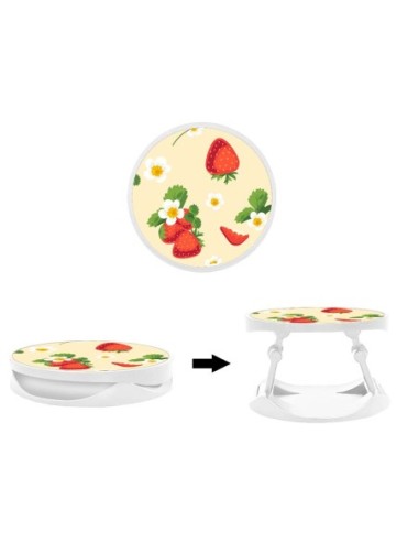 Grip imprimé pour téléphone | Design Fraises | Poignée et support smartphone