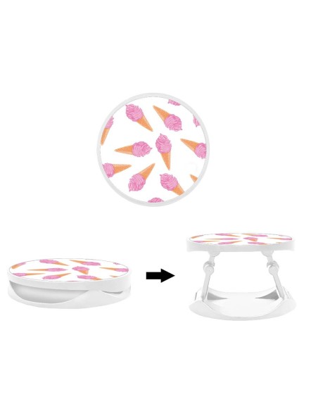Grip imprimé pour téléphone | Design Glace Rose | Poignée et support smartphone