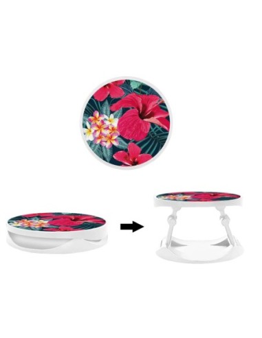 Grip imprimé pour téléphone | Design Hibiscus Fuchsia | Poignée et support smartphone