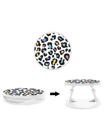 Grip imprimé pour téléphone | Design Léopard coloré | Poignée et support smartphone