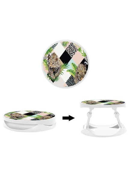 Grip imprimé pour téléphone | Design Léopard losange | Poignée et support smartphone