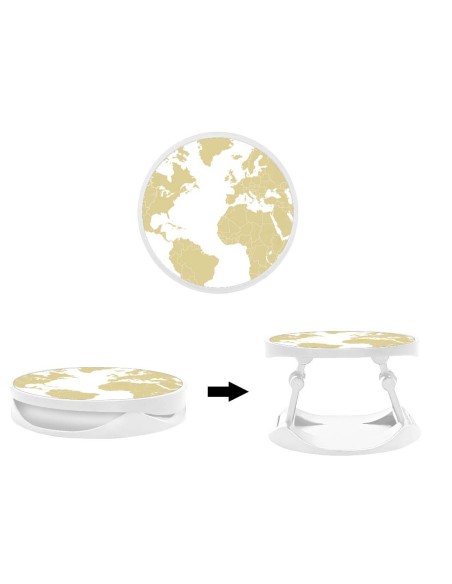 Grip imprimé pour téléphone | Design Map beige | Poignée et support smartphone