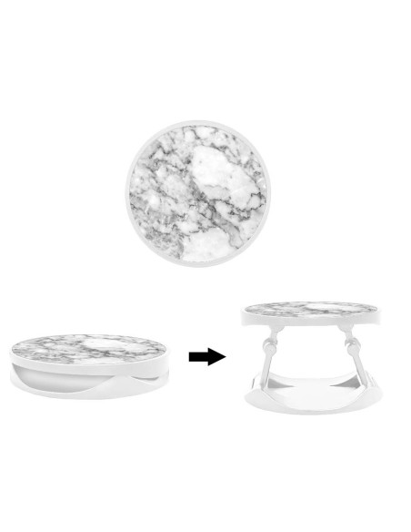 Grip imprimé pour téléphone | Design Marbre Blanc | Poignée et support smartphone