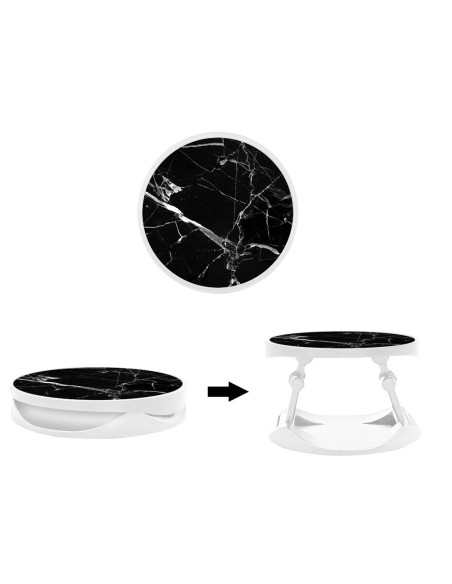 Grip imprimé pour téléphone | Design Marbre Noir | Poignée et support smartphone