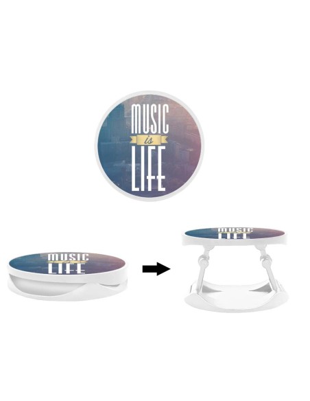 Grip imprimé pour téléphone | Design Music is life | Poignée et support smartphone