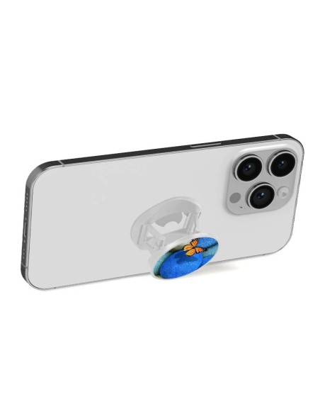 Grip imprimé pour téléphone | Design Papillon galet bleu | Poignée et support smartphone