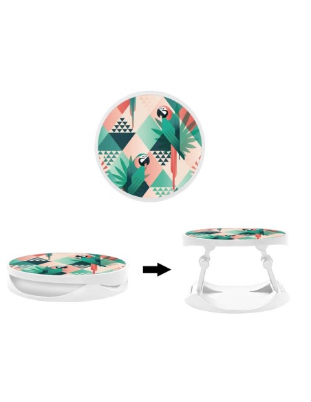 Grip imprimé pour téléphone | Design Perroquet géométrique | Poignée et support smartphone