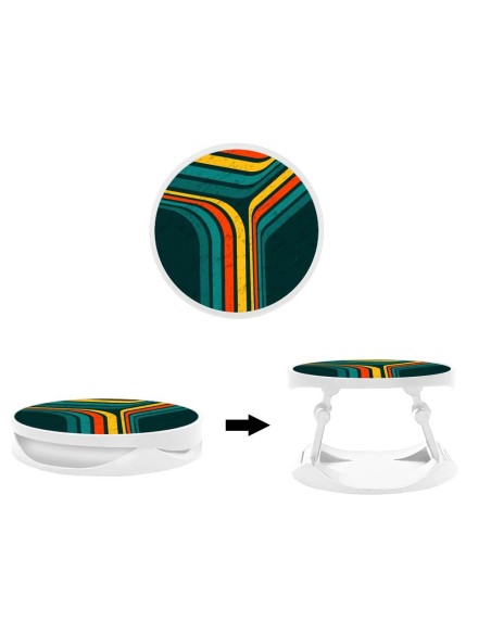 Grip imprimé pour téléphone | Design Retro lines | Poignée et support smartphone