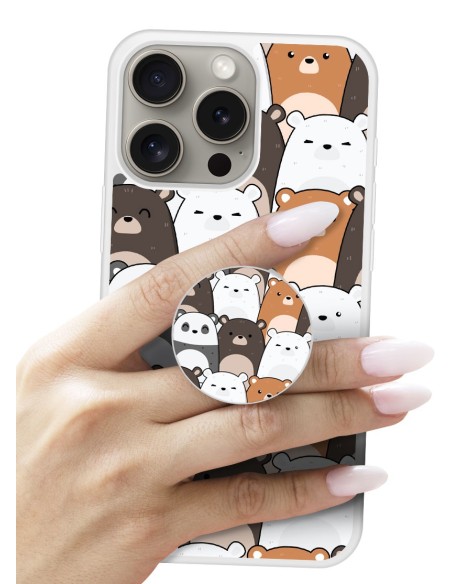 Grip imprimé pour téléphone | Design Réunion de Nounours | Poignée et support smartphone