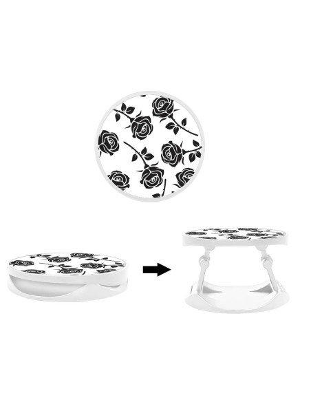 Grip imprimé pour téléphone | Design Roses noires | Poignée et support smartphone