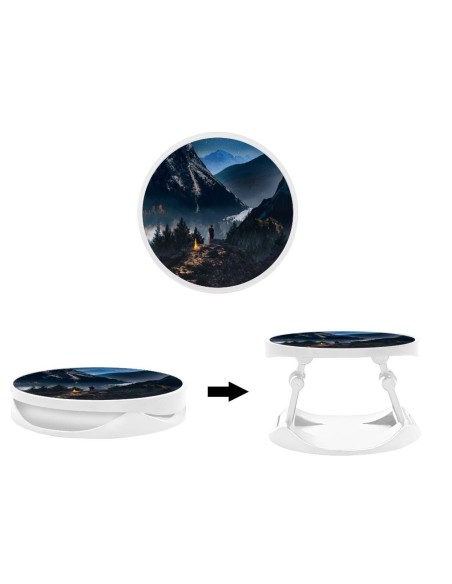 Grip imprimé pour téléphone | Design Seul en Montagne | Poignée et support smartphone