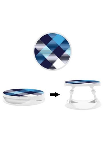 Grip imprimé pour téléphone | Design Tartan Bleu | Poignée et support smartphone