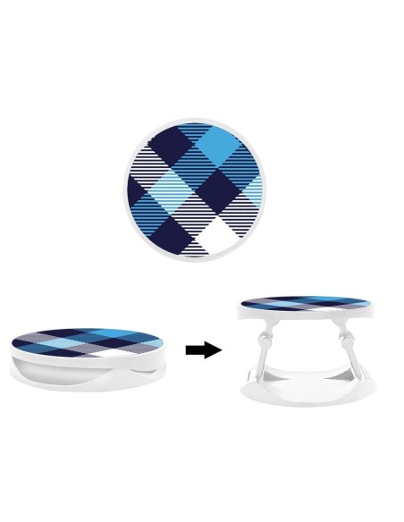 Grip imprimé pour téléphone | Design Tartan Bleu | Poignée et support smartphone