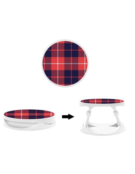 Grip imprimé pour téléphone | Design Tartan Rouge 2 | Poignée et support smartphone