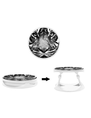 Grip imprimé pour téléphone | Design Tigre blanc et noir | Poignée et support smartphone