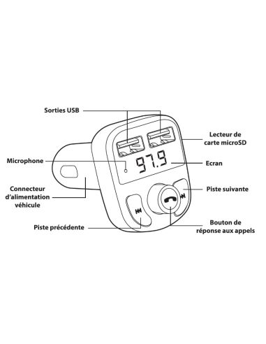 Transmetteur FM Bluetooth Forever TR-330 - Noir