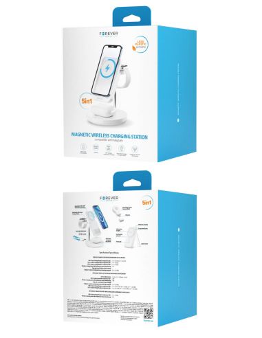 Station de Charge Magnétique Sans Fil 5-en-1 - Blanc