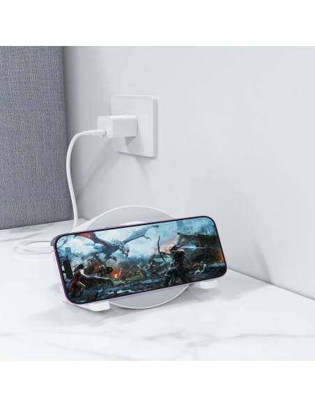 Enceinte Bluetooth Devia IM-3 avec chargeur sans fil 15W et lampe Blanc