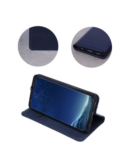 Étui Genuine Cuir Véritable Smart Pro pour Samsung Galaxy A25 5G de Bleu Marine